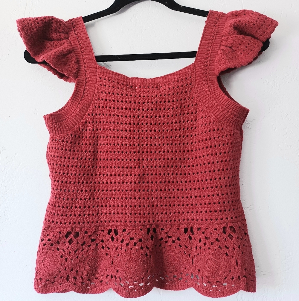 NWT Universal Thread Ruffle Sleeve Crochet Knit Top